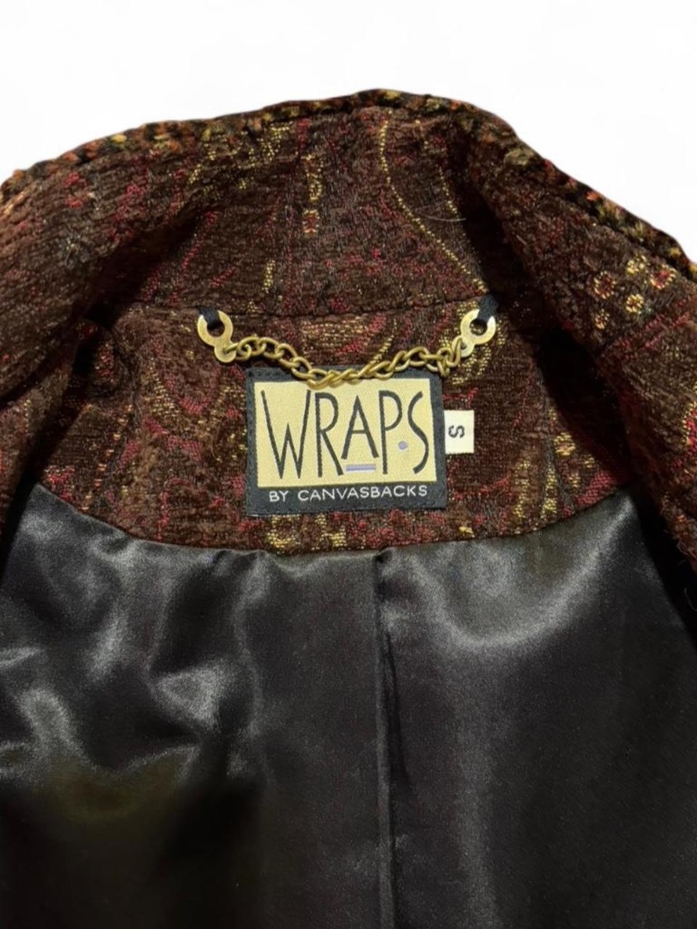 Vintage brown WRAPS patchwork coat - Picture 5 of 5
